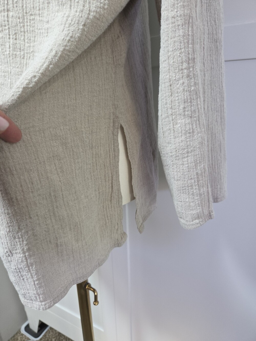 MaxMara Puro Lino Light Beige Old Money Pretty Minimalist Cardigan Size 12 Large - Picture 6 of 11